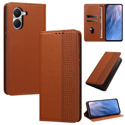 Embossed Meander Pattern RFID Vegan Leather Phone Case, For Tecno Spark Go 2024 / Spark 20 4G, For Tecno Camon 50 Pro 4G / 5G, For Tecno Spark 50 5G, For Tecno Spark 50 4G, For Tecno Camon 50 4G, For Tecno Spark Go 3, For Tecno Spark Go 2025 / Spark 40...