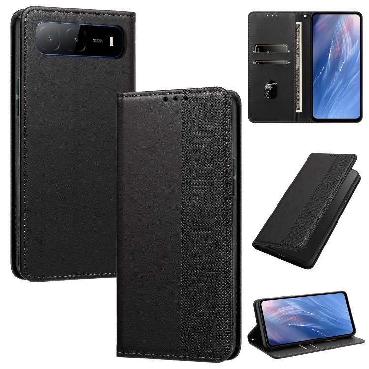 Embossed Meander Pattern RFID Vegan Leather Phone Case, For Tecno Spark Go 2024 / Spark 20 4G, For Tecno Camon 50 Pro 4G / 5G, For Tecno Spark 50 5G, For Tecno Spark 50 4G, For Tecno Camon 50 4G, For Tecno Spark Go 3, For Tecno Spark Go 2025 / Spark 40...