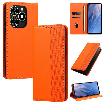 Embossed Meander Pattern RFID Vegan Leather Phone Case, For Tecno Spark Go 2024 / Spark 20 4G, For Tecno Camon 50 Pro 4G / 5G, For Tecno Spark 50 5G, For Tecno Spark 50 4G, For Tecno Camon 50 4G, For Tecno Spark Go 3, For Tecno Spark Go 2025 / Spark 40...