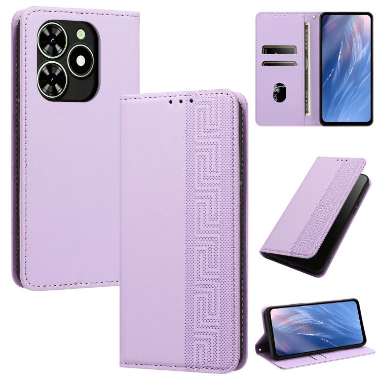 Embossed Meander Pattern RFID Vegan Leather Phone Case, For Tecno Spark Go 2024 / Spark 20 4G, For Tecno Camon 50 Pro 4G / 5G, For Tecno Spark 50 5G, For Tecno Spark 50 4G, For Tecno Camon 50 4G, For Tecno Spark Go 3, For Tecno Spark Go 2025 / Spark 40...