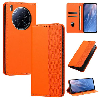 Embossed Meander Pattern RFID Vegan Leather Phone Case, For Tecno Spark 40 Pro 4G, For Tecno Spark 40 4G, For Tecno Pova 7 Ultra, For Tecno Pova 7 4G, For Tecno Spark Go 1/Go 1S/Pop 9 4G, For Tecno Camon 40 Pro 4G, For Tecno Camon 40 Premier 5G        ...