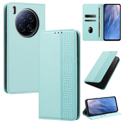 Embossed Meander Pattern RFID Vegan Leather Phone Case, For Tecno Spark 40 Pro 4G, For Tecno Spark 40 4G, For Tecno Pova 7 Ultra, For Tecno Pova 7 4G, For Tecno Spark Go 1/Go 1S/Pop 9 4G, For Tecno Camon 40 Pro 4G, For Tecno Camon 40 Premier 5G        ...