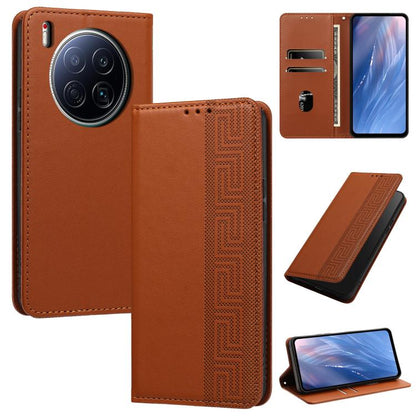 Embossed Meander Pattern RFID Vegan Leather Phone Case, For Tecno Spark 40 Pro 4G, For Tecno Spark 40 4G, For Tecno Pova 7 Ultra, For Tecno Pova 7 4G, For Tecno Spark Go 1/Go 1S/Pop 9 4G, For Tecno Camon 40 Pro 4G, For Tecno Camon 40 Premier 5G        ...