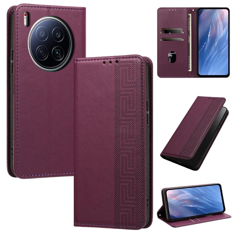 Embossed Meander Pattern RFID Vegan Leather Phone Case, For Tecno Spark 40 Pro 4G, For Tecno Spark 40 4G, For Tecno Pova 7 Ultra, For Tecno Pova 7 4G, For Tecno Spark Go 1/Go 1S/Pop 9 4G, For Tecno Camon 40 Pro 4G, For Tecno Camon 40 Premier 5G        ...