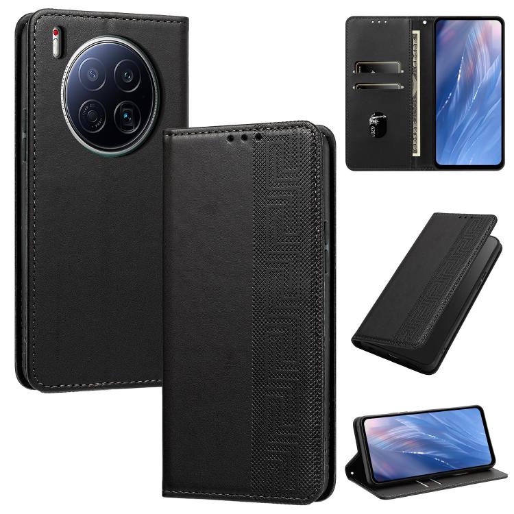 Embossed Meander Pattern RFID Vegan Leather Phone Case, For Tecno Spark 40 Pro 4G, For Tecno Spark 40 4G, For Tecno Pova 7 Ultra, For Tecno Pova 7 4G, For Tecno Spark Go 1/Go 1S/Pop 9 4G, For Tecno Camon 40 Pro 4G, For Tecno Camon 40 Premier 5G        ...