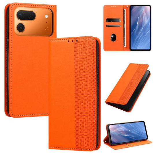 Embossed Meander Pattern RFID Vegan Leather Phone Case, For Tecno Spark 50 Pro 4G, For Tecno Pova 8 Pro 5G, For Tecno Pova 8 5G, For Tecno Camon 50 Pro 4G / 5G, For Tecno Spark 50 5G, For Tecno Spark 50 4G, For Tecno Camon 50 4G, For Tecno Spark Go 3  ...