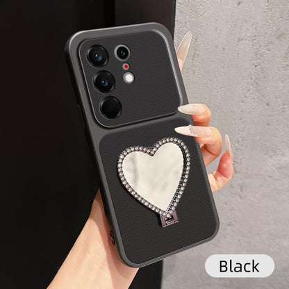 Lambskin Series Skin Feel Shockproof Phone Case with Heart Mirror Holder, For Tecno Spark 50 4G, For Tecno Camon 50 Ultra 5G, For Tecno Camon 50 4G, For Tecno Spark Go 3, For Tecno Spark Slim, For Tecno Spark 40C, For Tecno Spark 40 Pro+ 4G            ...