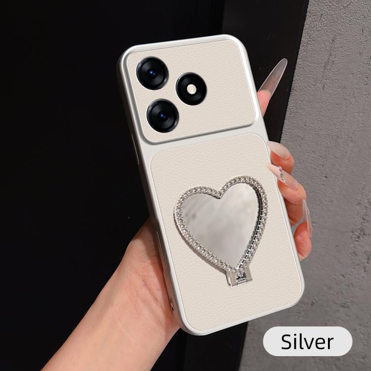 Lambskin Series Skin Feel Shockproof Phone Case with Heart Mirror Holder, For Tecno Spark 50 4G, For Tecno Camon 50 Ultra 5G, For Tecno Camon 50 4G, For Tecno Spark Go 3, For Tecno Spark Slim, For Tecno Spark 40C, For Tecno Spark 40 Pro+ 4G            ...