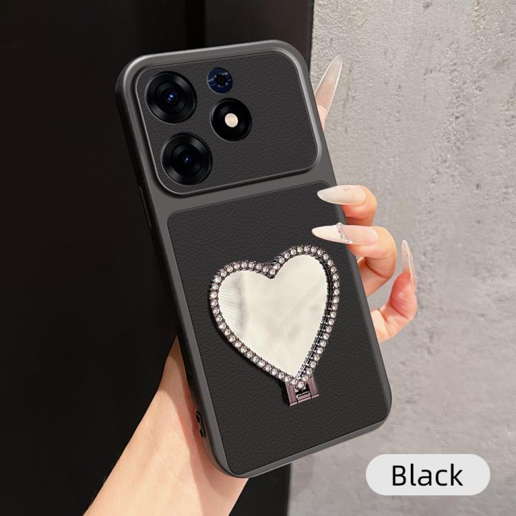 Lambskin Series Skin Feel Shockproof Phone Case with Heart Mirror Holder, For Tecno Spark 50 4G, For Tecno Camon 50 Ultra 5G, For Tecno Camon 50 4G, For Tecno Spark Go 3, For Tecno Spark Slim, For Tecno Spark 40C, For Tecno Spark 40 Pro+ 4G            ...