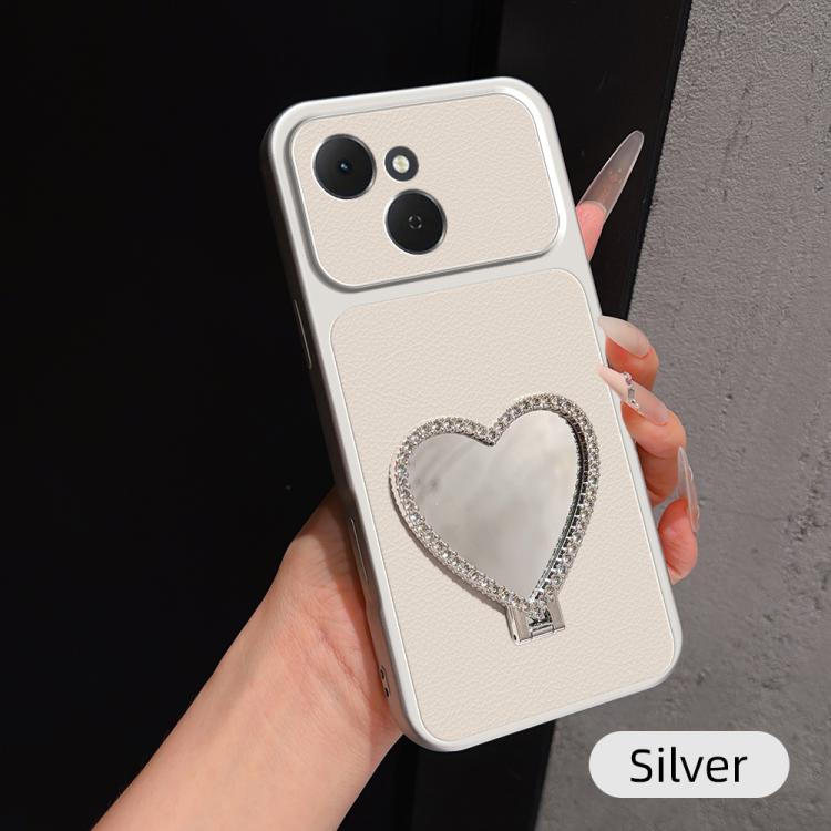 Lambskin Series Skin Feel Shockproof Phone Case with Heart Mirror Holder, For Tecno Spark 50 4G, For Tecno Camon 50 Ultra 5G, For Tecno Camon 50 4G, For Tecno Spark Go 3, For Tecno Spark Slim, For Tecno Spark 40C, For Tecno Spark 40 Pro+ 4G            ...