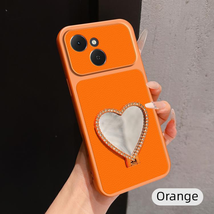Lambskin Series Skin Feel Shockproof Phone Case with Heart Mirror Holder, For Tecno Spark 50 4G, For Tecno Camon 50 Ultra 5G, For Tecno Camon 50 4G, For Tecno Spark Go 3, For Tecno Spark Slim, For Tecno Spark 40C, For Tecno Spark 40 Pro+ 4G            ...