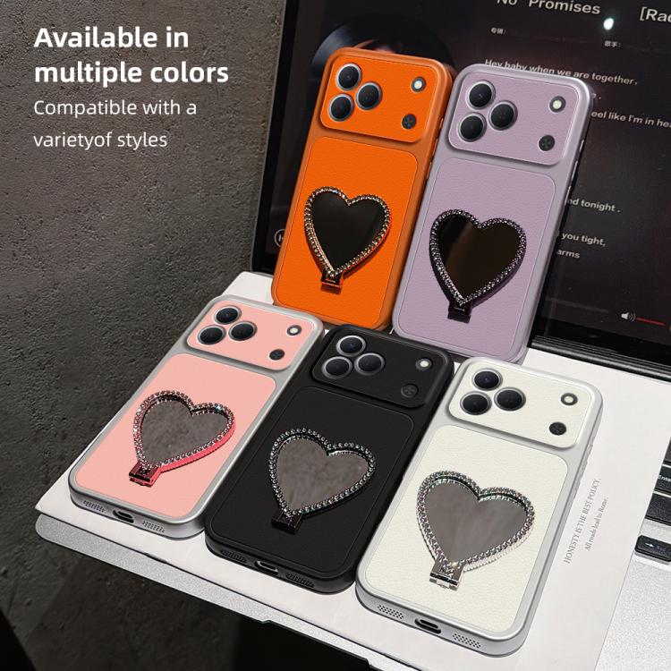 Lambskin Series Skin Feel Shockproof Phone Case with Heart Mirror Holder, For Tecno Spark 50 4G, For Tecno Camon 50 Ultra 5G, For Tecno Camon 50 4G, For Tecno Spark Go 3, For Tecno Spark Slim, For Tecno Spark 40C, For Tecno Spark 40 Pro+ 4G            ...