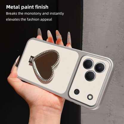Lambskin Series Skin Feel Shockproof Phone Case with Heart Mirror Holder, For Tecno Spark 50 4G, For Tecno Camon 50 Ultra 5G, For Tecno Camon 50 4G, For Tecno Spark Go 3, For Tecno Spark Slim, For Tecno Spark 40C, For Tecno Spark 40 Pro+ 4G            ...