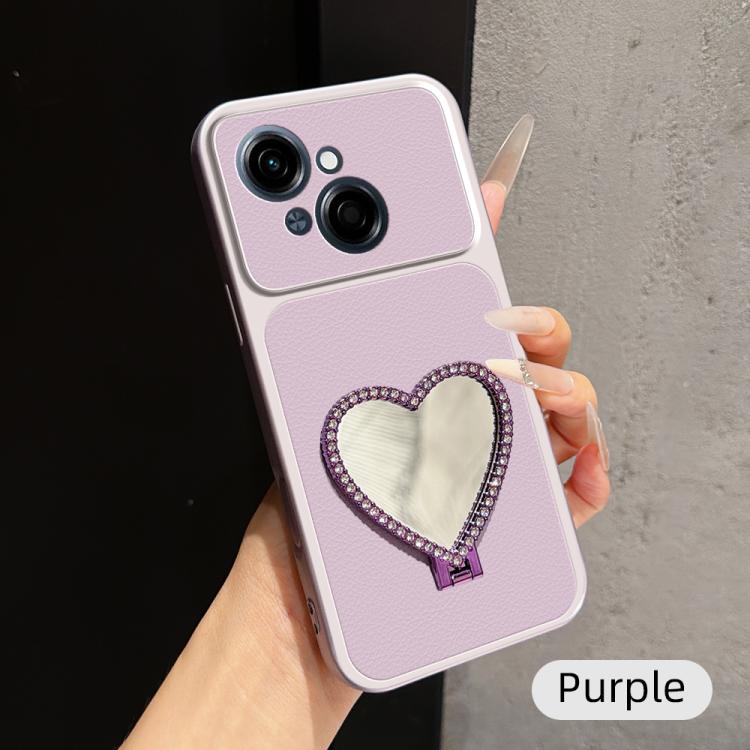 Lambskin Series Skin Feel Shockproof Phone Case with Heart Mirror Holder, For Tecno Spark 50 4G, For Tecno Camon 50 Ultra 5G, For Tecno Camon 50 4G, For Tecno Spark Go 3, For Tecno Spark Slim, For Tecno Spark 40C, For Tecno Spark 40 Pro+ 4G            ...