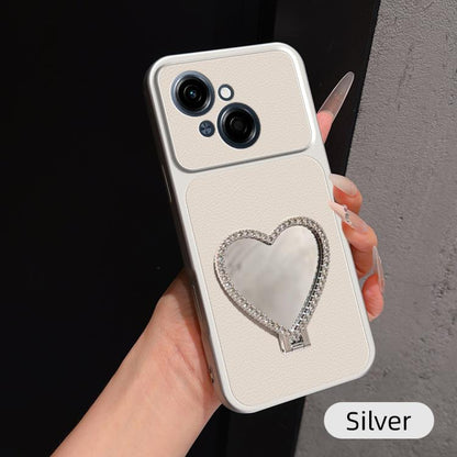 Lambskin Series Skin Feel Shockproof Phone Case with Heart Mirror Holder, For Tecno Spark 50 4G, For Tecno Camon 50 Ultra 5G, For Tecno Camon 50 4G, For Tecno Spark Go 3, For Tecno Spark Slim, For Tecno Spark 40C, For Tecno Spark 40 Pro+ 4G            ...