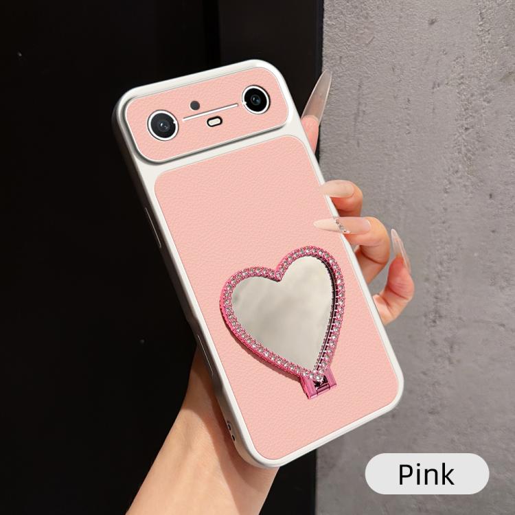 Lambskin Series Skin Feel Shockproof Phone Case with Heart Mirror Holder, For Tecno Spark 50 4G, For Tecno Camon 50 Ultra 5G, For Tecno Camon 50 4G, For Tecno Spark Go 3, For Tecno Spark Slim, For Tecno Spark 40C, For Tecno Spark 40 Pro+ 4G            ...