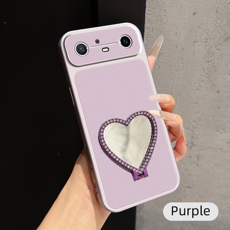 Lambskin Series Skin Feel Shockproof Phone Case with Heart Mirror Holder, For Tecno Spark 50 4G, For Tecno Camon 50 Ultra 5G, For Tecno Camon 50 4G, For Tecno Spark Go 3, For Tecno Spark Slim, For Tecno Spark 40C, For Tecno Spark 40 Pro+ 4G            ...