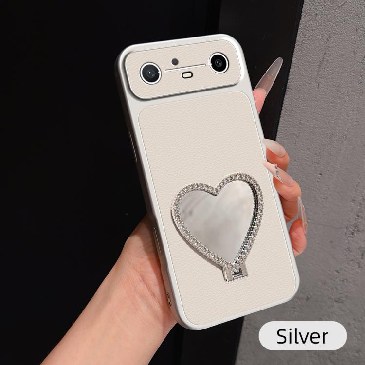Lambskin Series Skin Feel Shockproof Phone Case with Heart Mirror Holder, For Tecno Spark 50 4G, For Tecno Camon 50 Ultra 5G, For Tecno Camon 50 4G, For Tecno Spark Go 3, For Tecno Spark Slim, For Tecno Spark 40C, For Tecno Spark 40 Pro+ 4G            ...