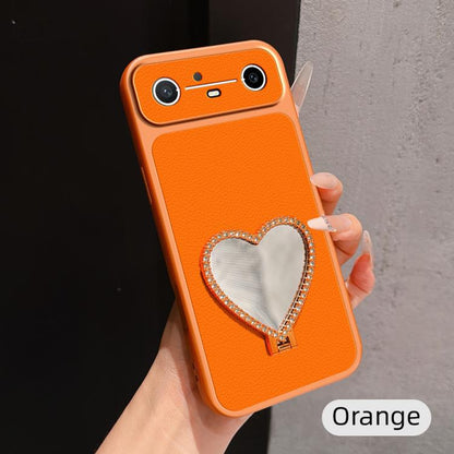 Lambskin Series Skin Feel Shockproof Phone Case with Heart Mirror Holder, For Tecno Spark 50 4G, For Tecno Camon 50 Ultra 5G, For Tecno Camon 50 4G, For Tecno Spark Go 3, For Tecno Spark Slim, For Tecno Spark 40C, For Tecno Spark 40 Pro+ 4G            ...