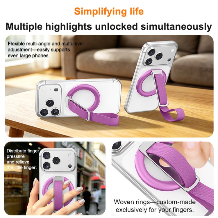 Woven Strap Ring Buckle Rotatable Magnetic Phone Holder