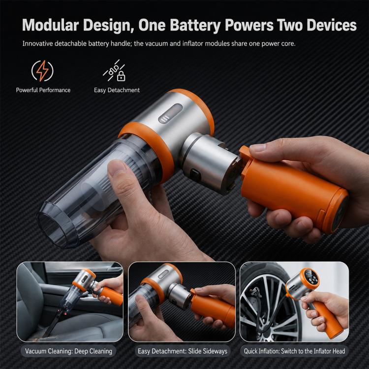 SUITU ZHST-6907D 2 in 1 Smart Brushless Handheld Car Vacuum Cleaner & Tire Inflator, ZHST-6907D
