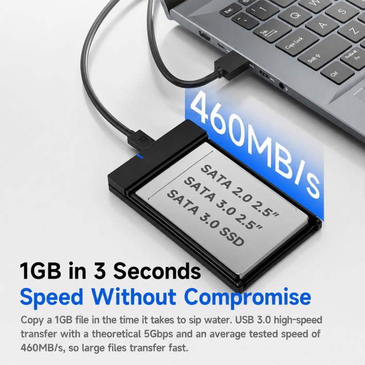 THERMALRIGHT HR-EA001 C 5Gbps 2.5 Inch SATA Hard Drive Enclosure with Type-C to USB-A Cable, HR-EA001 C A-C Cable