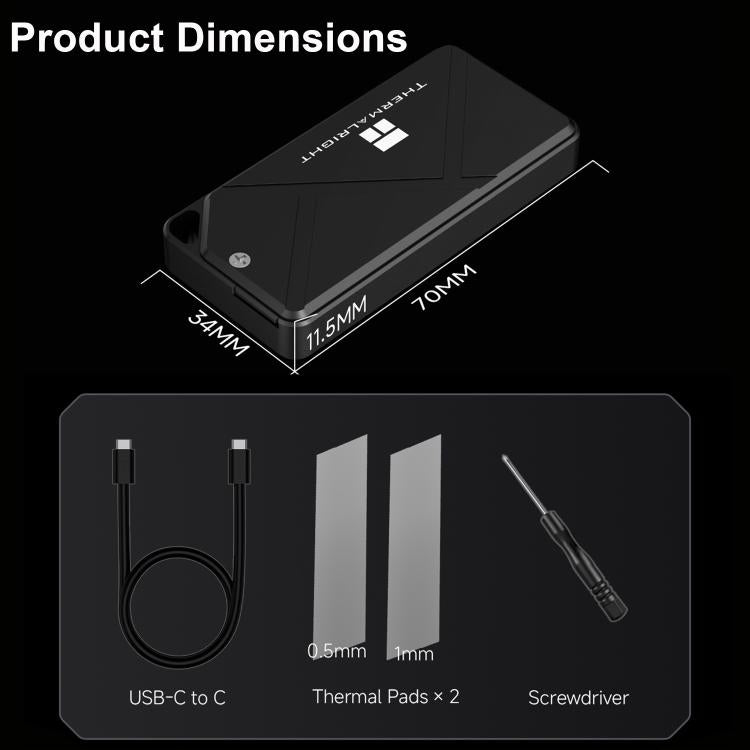 THERMALRIGHT HR-EP102 C 10Gbps M.2 NVMe SSD Enclosure with Type-C to Type-C Cable, HR-EP102 C C-C Cable