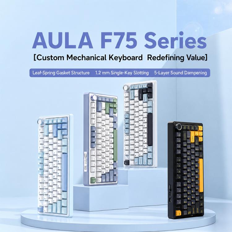 AULA F75 80 Keys Wired/2.4G/Bluetooth Tri-mode Custom Mechanical Keyboard