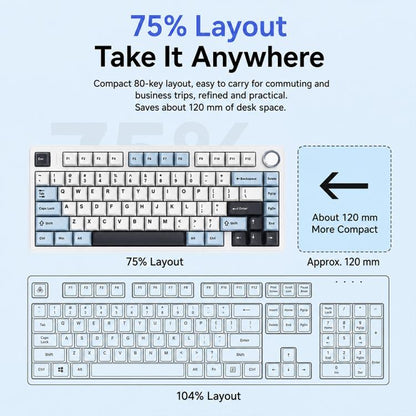 AULA F75 80 Keys Wired/2.4G/Bluetooth Tri-mode Custom Mechanical Keyboard