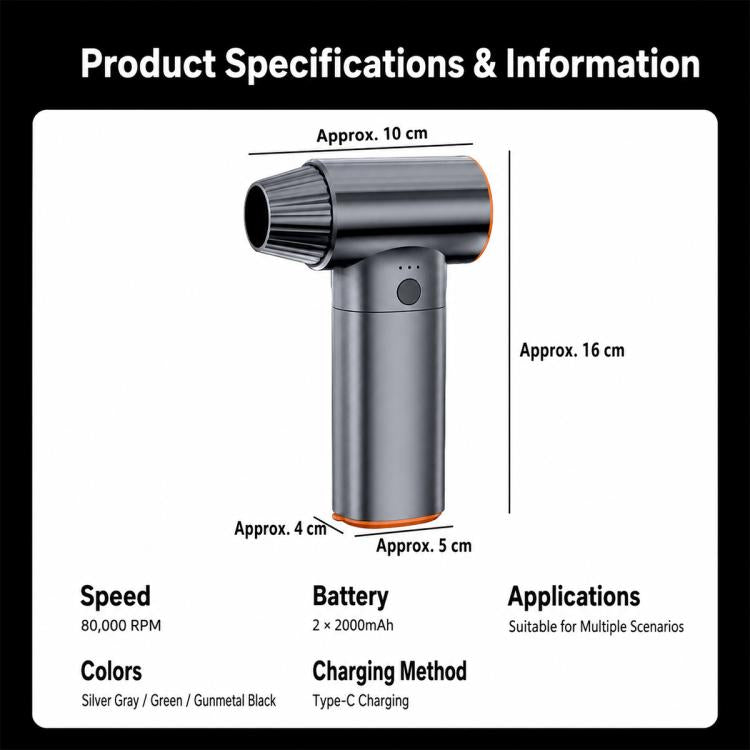 SUITU ST-8120 Handheld Brushless Motor Turbo-fan Dust Air Blower with Safety Hammer