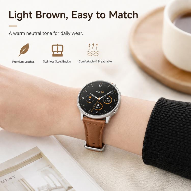 xDfind Universal Straight Lug Ends Slim Waist Vegan Leather Watch Band, 22mm