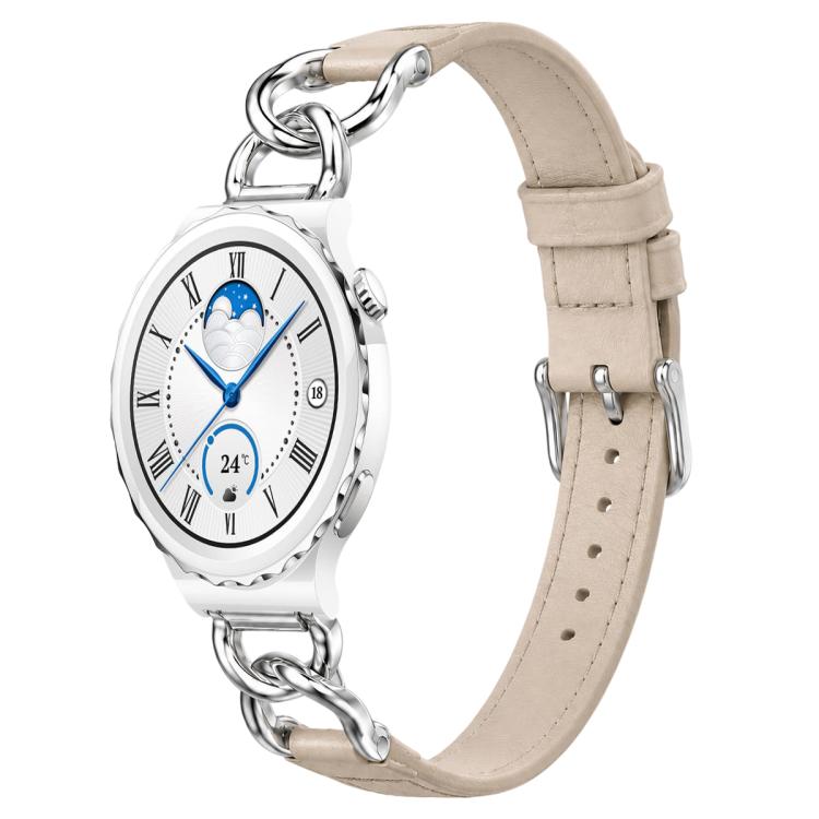 xDfind Universal Straight Lug Ends Metal Chain Vegan Leather Watch Band, 18mm, 20mm, 22mm