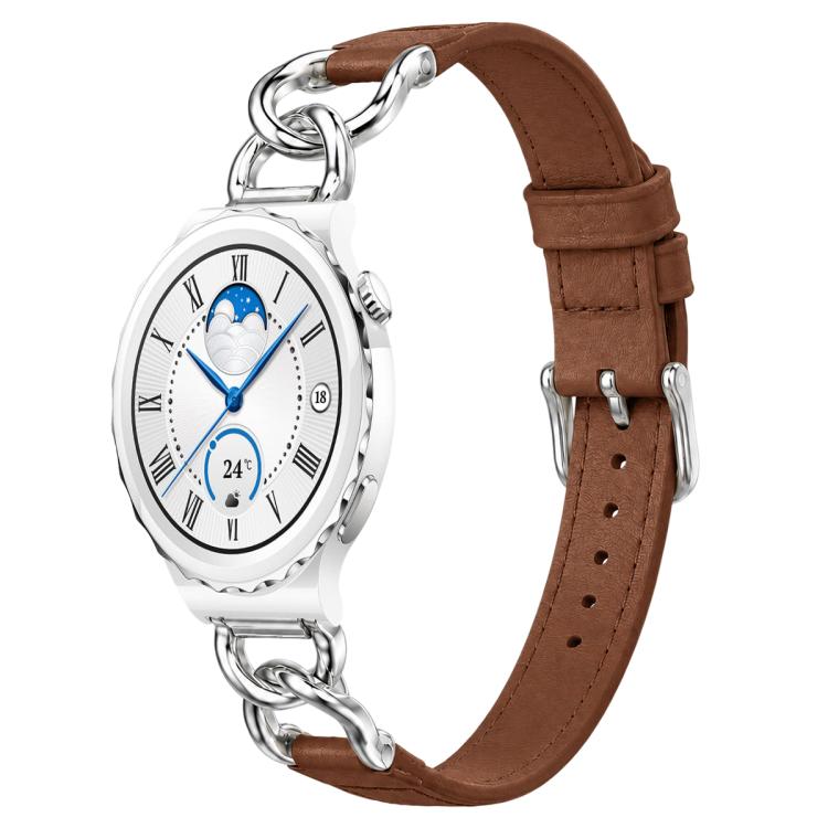 xDfind Universal Straight Lug Ends Metal Chain Vegan Leather Watch Band, 18mm, 20mm, 22mm