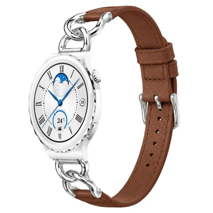xDfind Universal Straight Lug Ends Metal Chain Vegan Leather Watch Band, 18mm, 20mm, 22mm