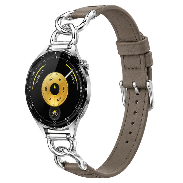 xDfind Universal Straight Lug Ends Metal Chain Vegan Leather Watch Band, 18mm, 20mm, 22mm