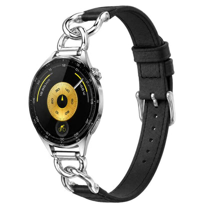 xDfind Universal Straight Lug Ends Metal Chain Vegan Leather Watch Band, 18mm, 20mm, 22mm