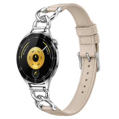 xDfind Universal Straight Lug Ends Metal Chain Vegan Leather Watch Band, 18mm, 20mm, 22mm