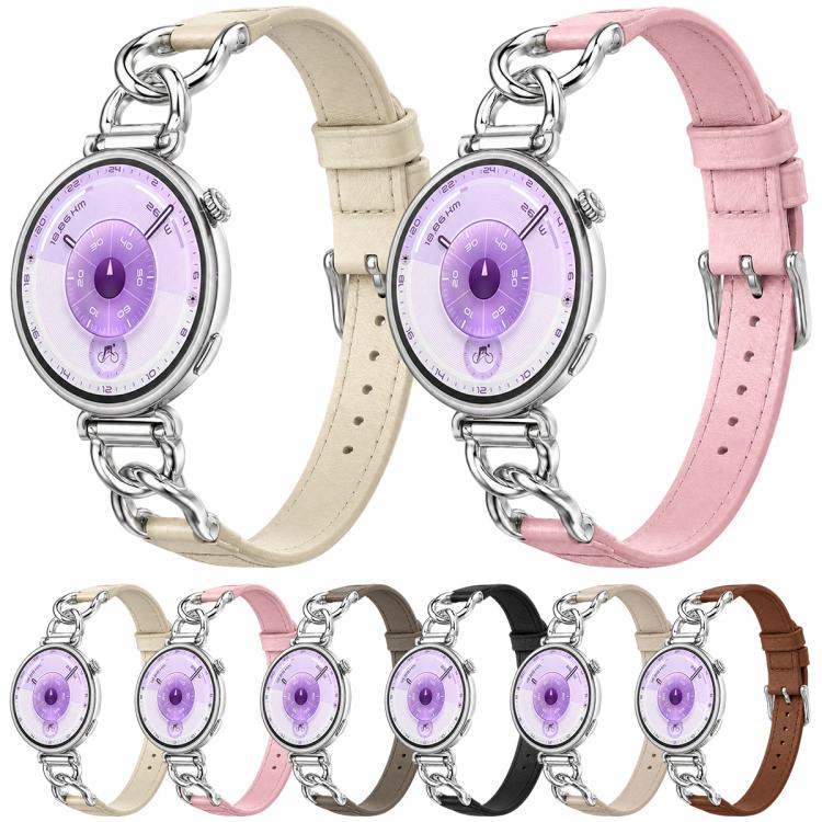xDfind Universal Straight Lug Ends Metal Chain Vegan Leather Watch Band, 18mm, 20mm, 22mm