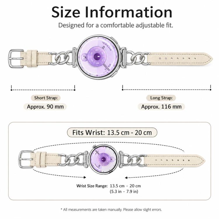 xDfind Universal Straight Lug Ends Metal Chain Vegan Leather Watch Band, 18mm, 20mm, 22mm