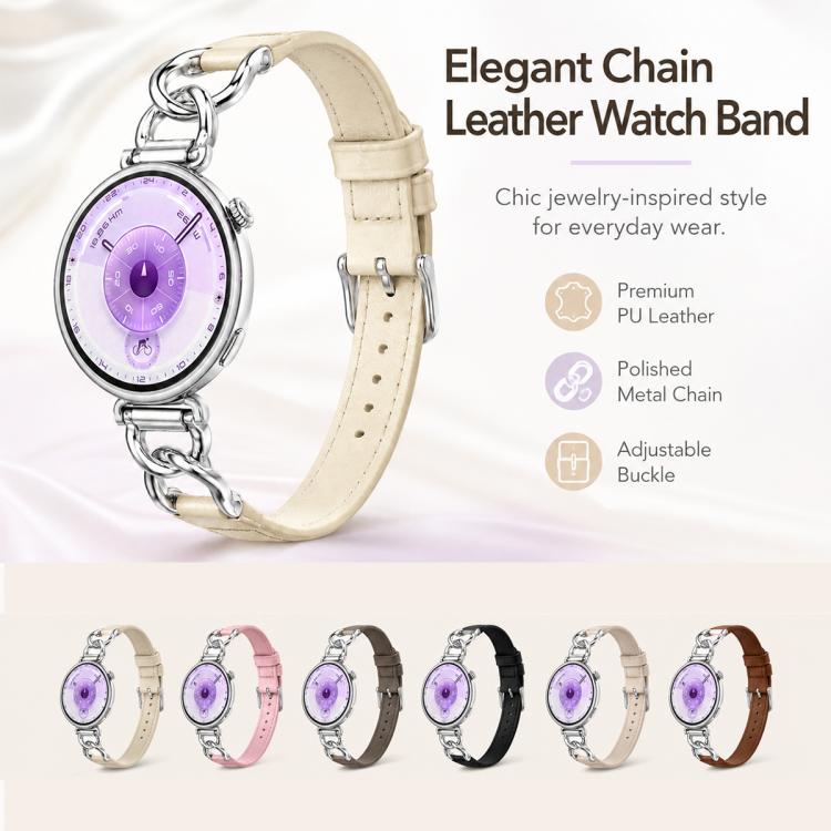 xDfind Universal Straight Lug Ends Metal Chain Vegan Leather Watch Band, 18mm, 20mm, 22mm
