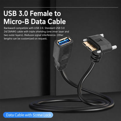 USB 3.0 Female to Micro-B Data Cable, Length: 0.2m, Upward Bend, Downbend, Right Bend, Left Turn
