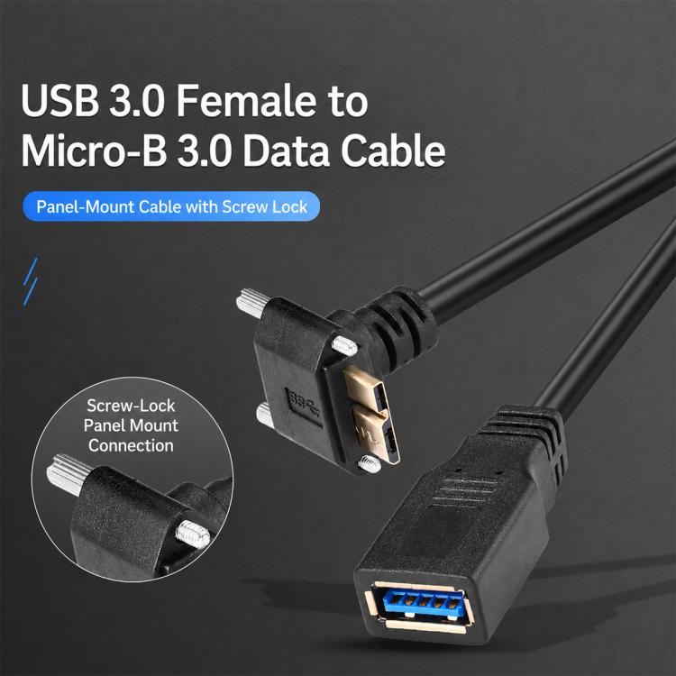 USB 3.0 Female to Micro-B Data Cable, Length: 0.2m, Upward Bend, Downbend, Right Bend, Left Turn