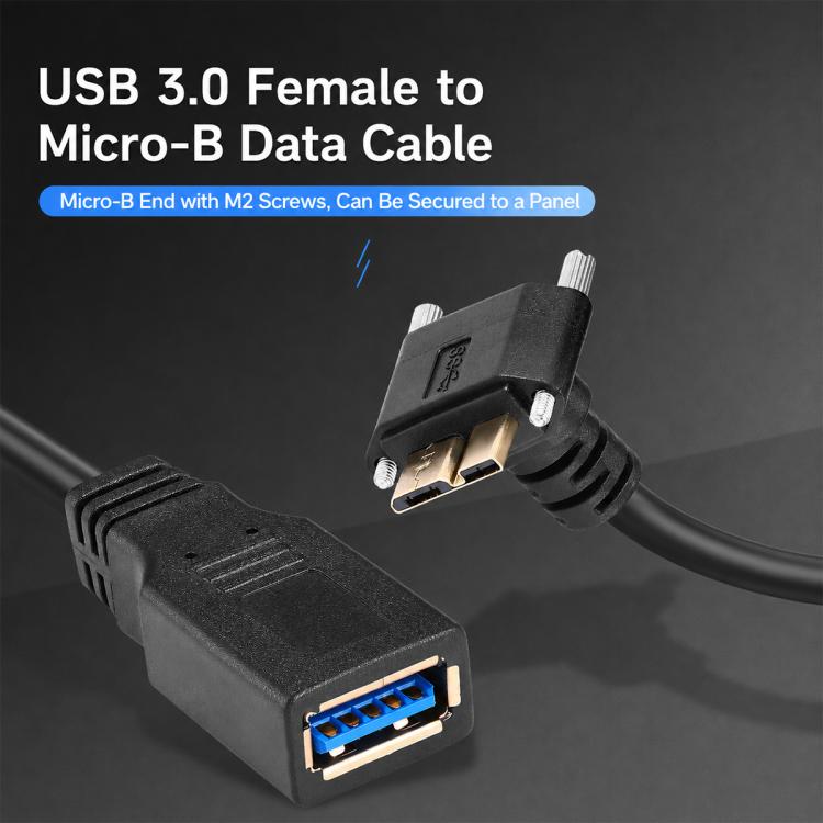 USB 3.0 Female to Micro-B Data Cable, Length: 0.2m, Upward Bend, Downbend, Right Bend, Left Turn