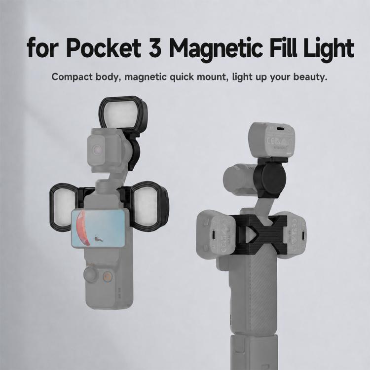 For DJI Osmo Pocket 3 NEEWER Fill Light Magnetic Holder Action Camera Portable Light, Single Light with Mount, Dual Light with Mount, Triple Light with Mount, Fill Light Filter Kit, Dual Light Kit, Black Single Light with Mount                         ...