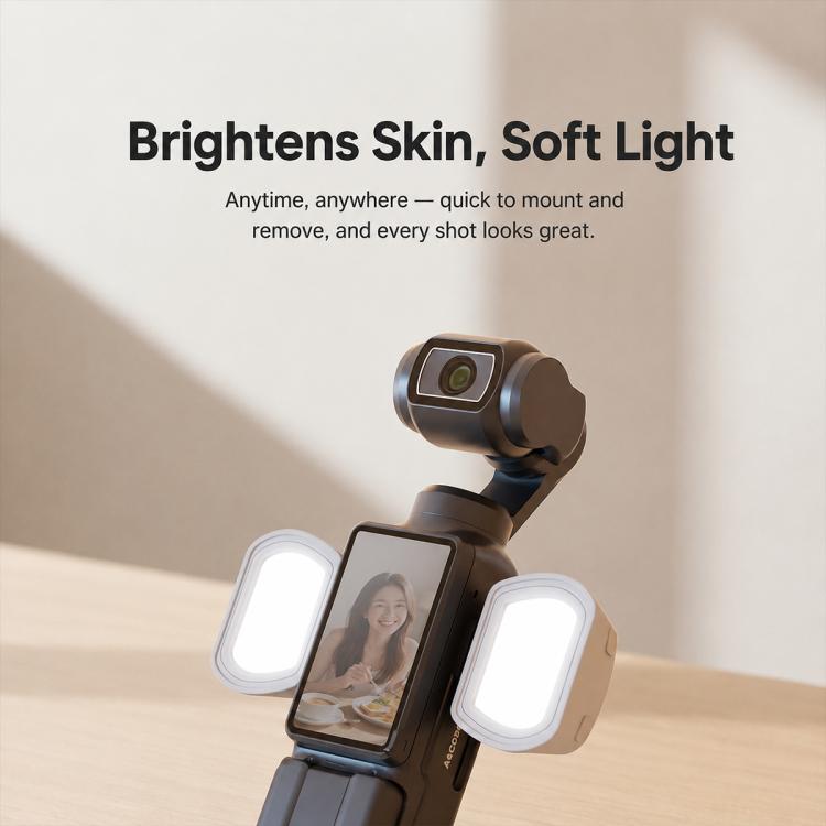 For DJI Osmo Pocket 3 NEEWER Fill Light Magnetic Holder Action Camera Portable Light, Single Light with Mount, Dual Light with Mount, Triple Light with Mount, Fill Light Filter Kit, Dual Light Kit, Black Single Light with Mount                         ...