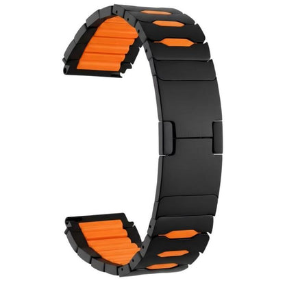 Metal Hybrid Silicone Stainless Steel Watch Band, 22mm