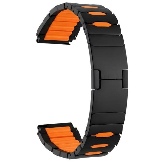 Metal Hybrid Silicone Stainless Steel Watch Band, 22mm