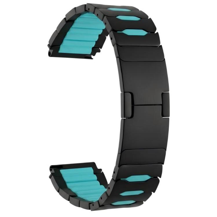 Metal Hybrid Silicone Stainless Steel Watch Band, 22mm