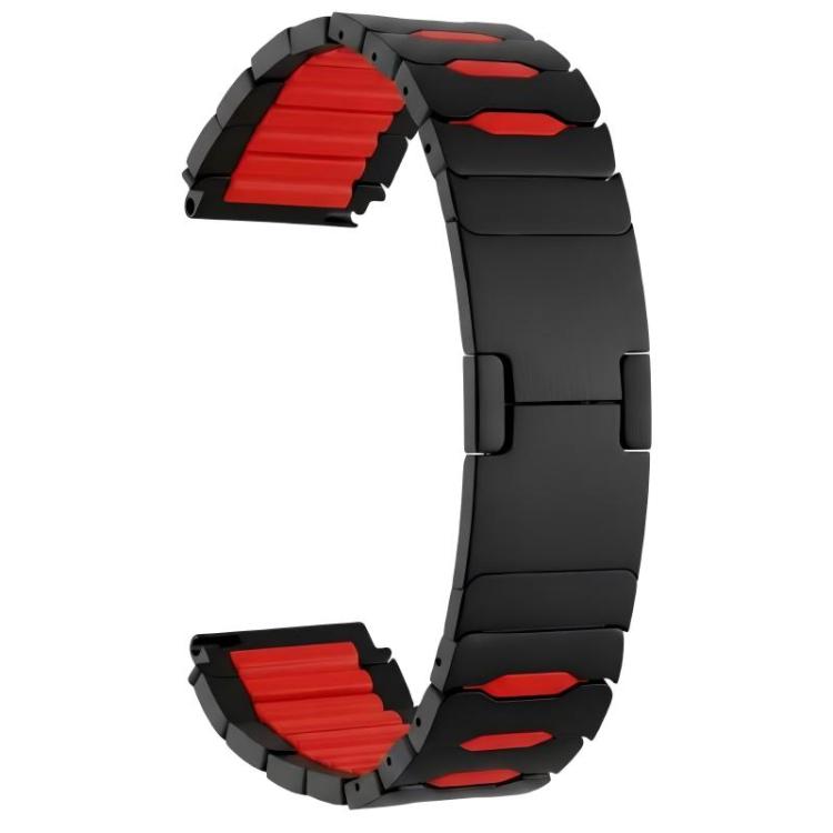 Metal Hybrid Silicone Stainless Steel Watch Band, 22mm