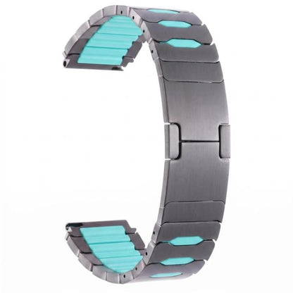 Metal Hybrid Silicone Stainless Steel Watch Band, 22mm
